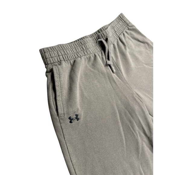 Under Armour Fleece Sweatpants Drawstring Elastic Waist Large Tan Athleisure - Picture 2 of 9